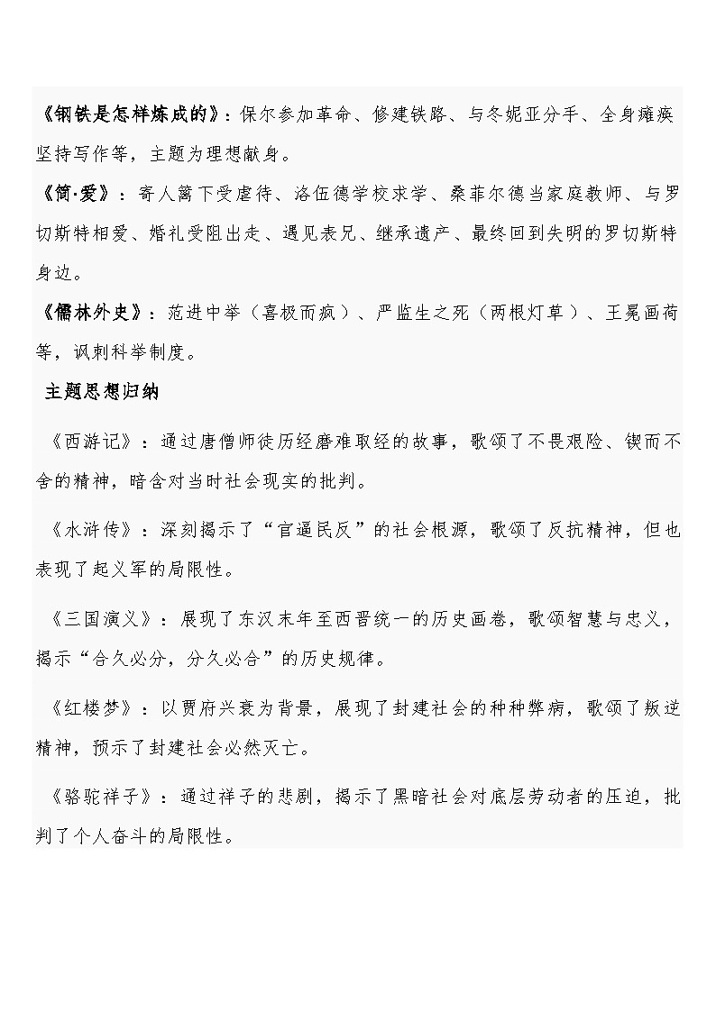 中考语文一轮复习：常考知识点专项专题9 名著阅读·情节与主题第2页