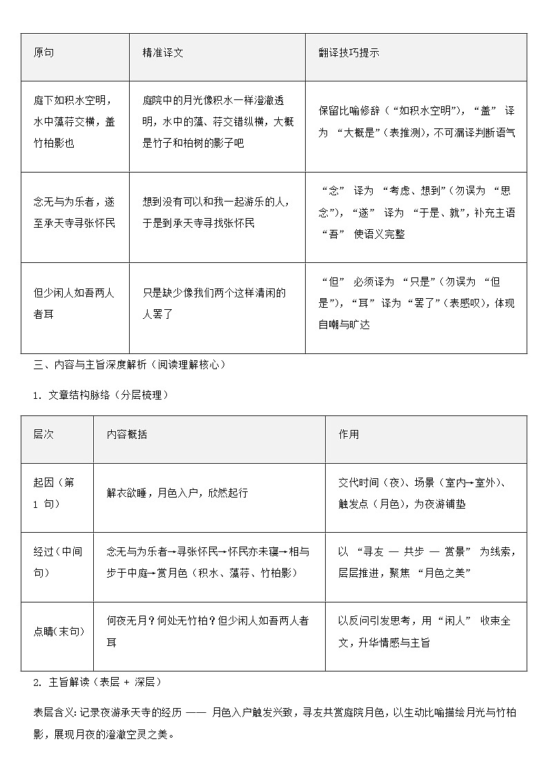 统编版语文八年级上册 第12课《短文两篇》之《记承天寺夜游》知识点考点梳理第3页