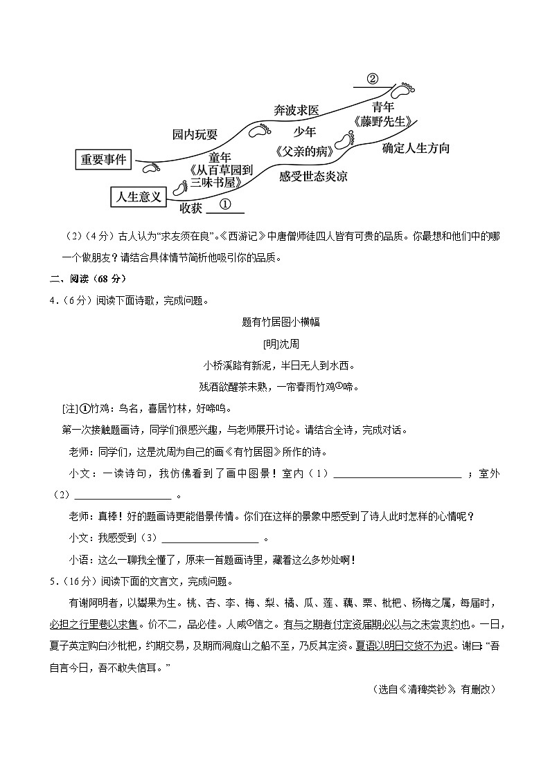 福建省厦门市集美区2025-2026学年上学期七年级期末语文试卷（含答案）第2页