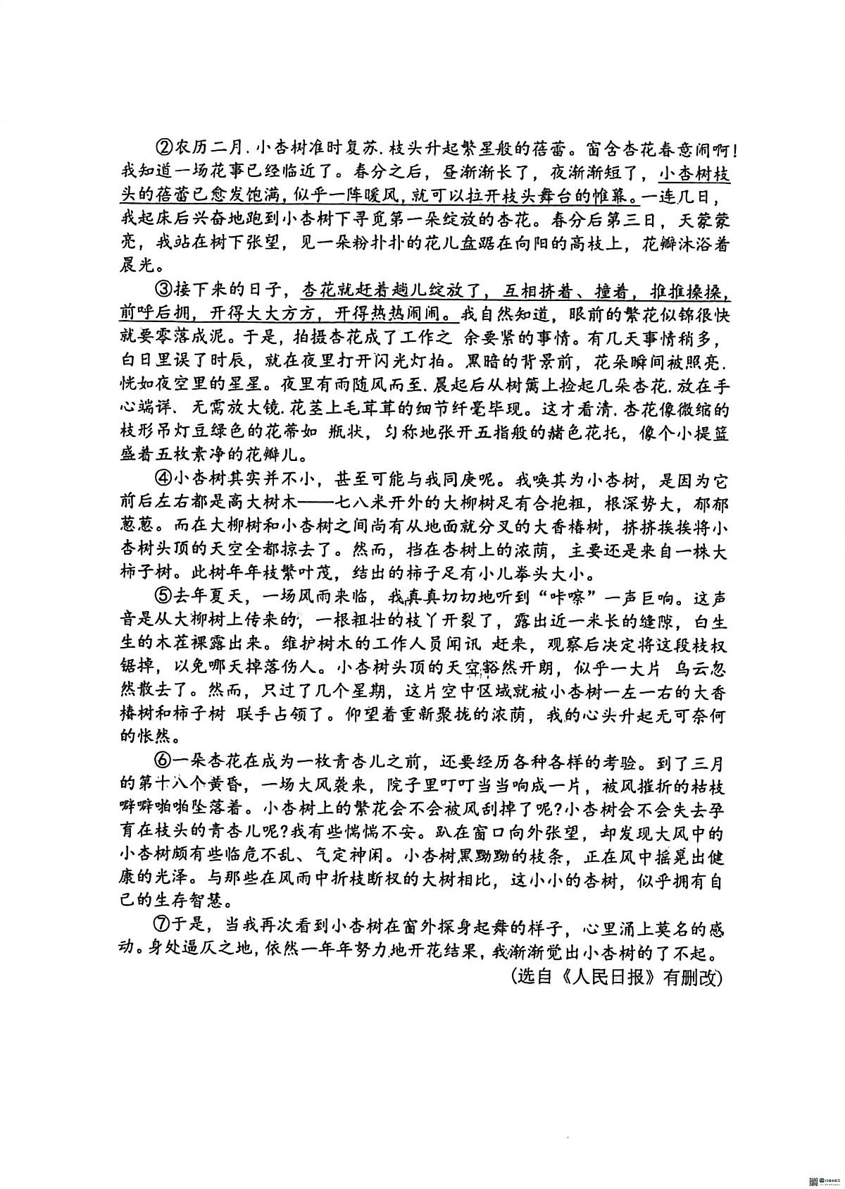 河南郑州市第六十四中学2025-2026学年上学期期末学情调研七年级语文试题第3页