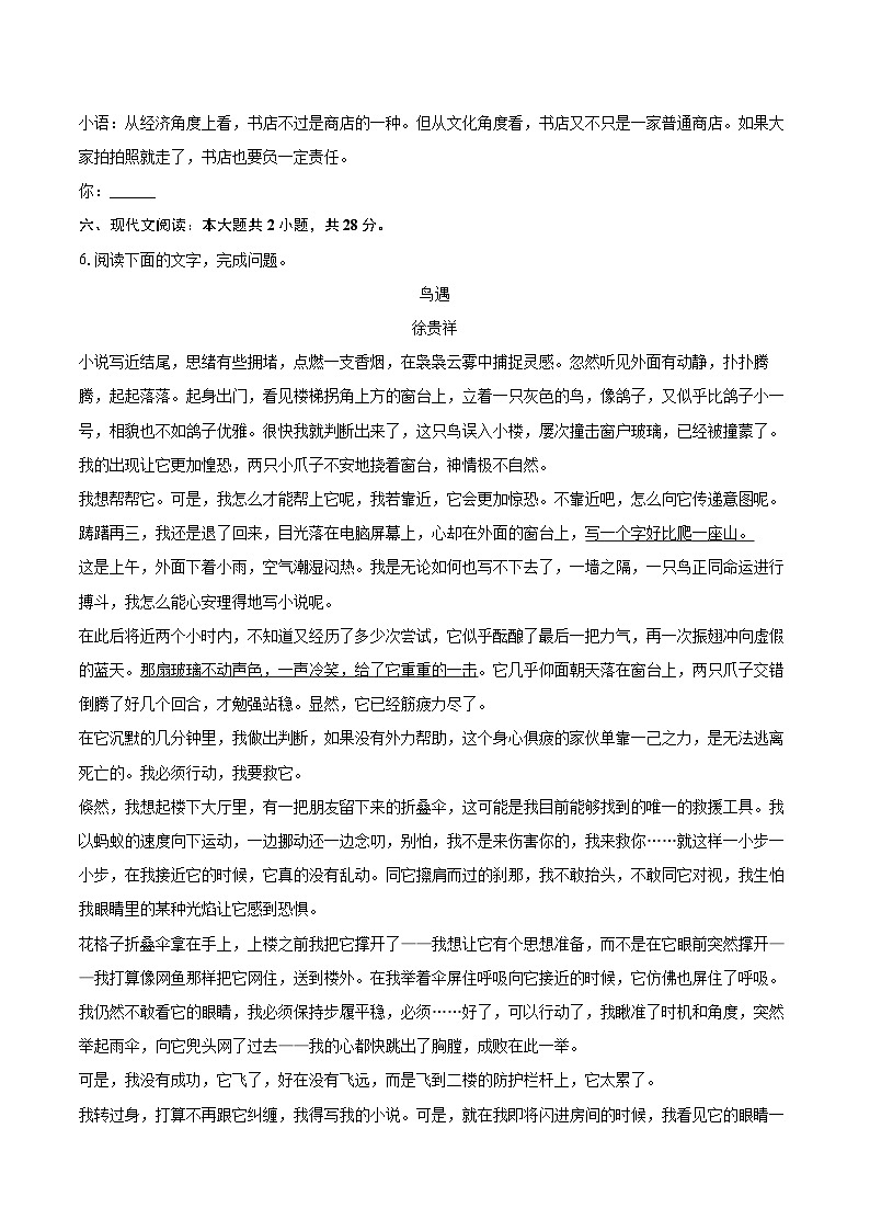 2025-2026学年河南省平顶山市宝丰县七年级（上）期末语文试卷(含详细答案解析)第3页