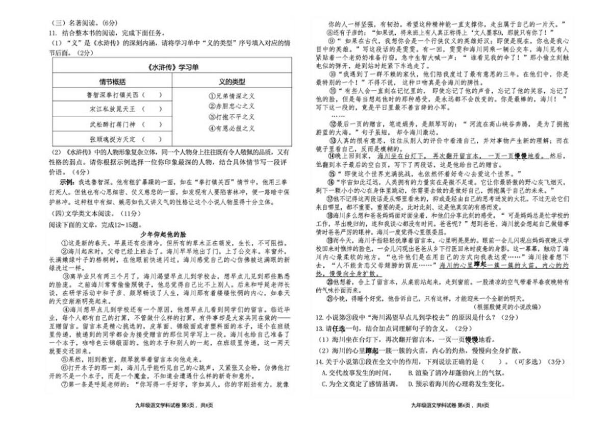 2025-2026学年海南省省直辖县级行政单位陵水县九年级上学期期末考试语文试题（含答案）第3页