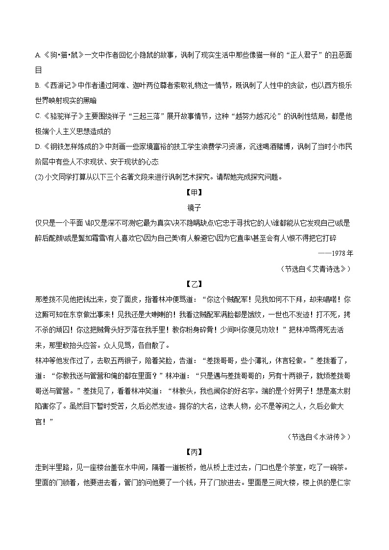 2025-2026学年江苏省泰州市姜堰区九年级（上）期末语文试卷-自定义类型第3页