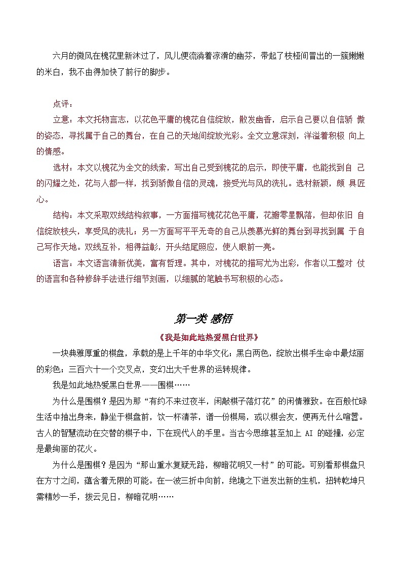 中考语文考场优秀范文学案第2页