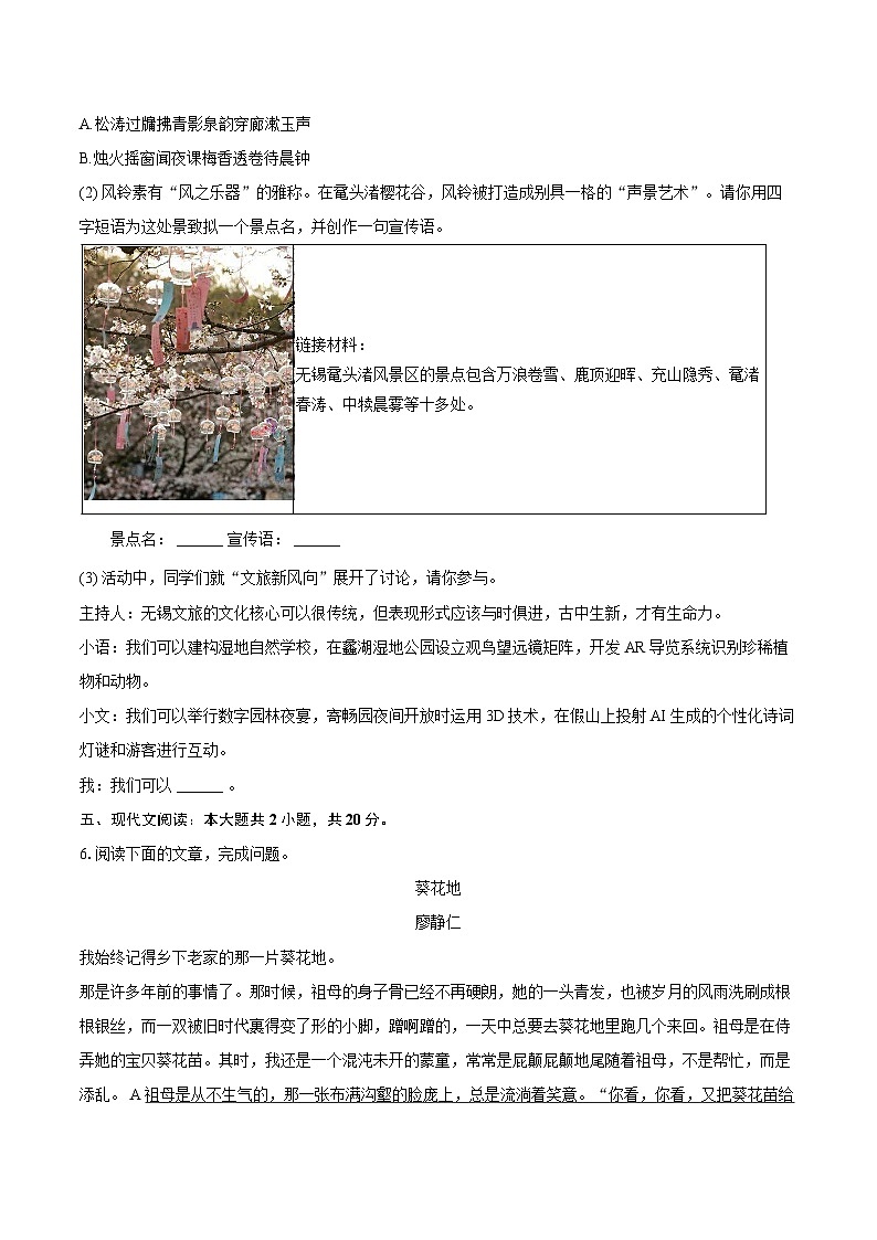 2026年江苏省南京十二中中考语文一模试卷第3页