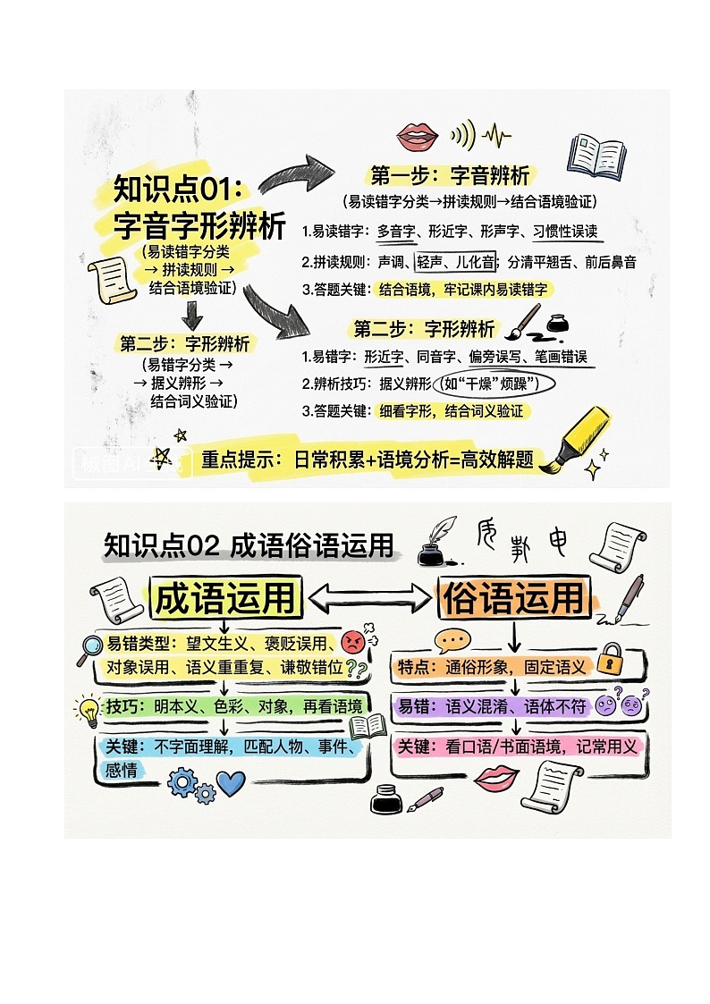 清单01 字音字形+成语俗语+标点+病句辨析（知识·方法·能力清单）（解析版）第3页