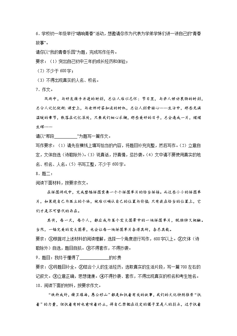写作 (2)-2026年中考语文一轮复习讲练（技巧 审题 立意 范文 答案详解）全国通用第2页