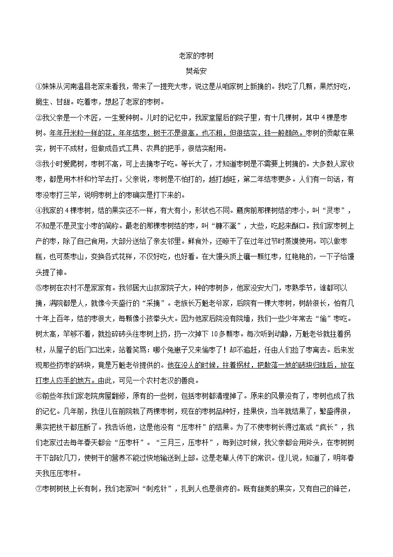 2025-2026学年安徽省六安市舒城县八年级（上）期末语文试卷(含详细答案解析)第3页