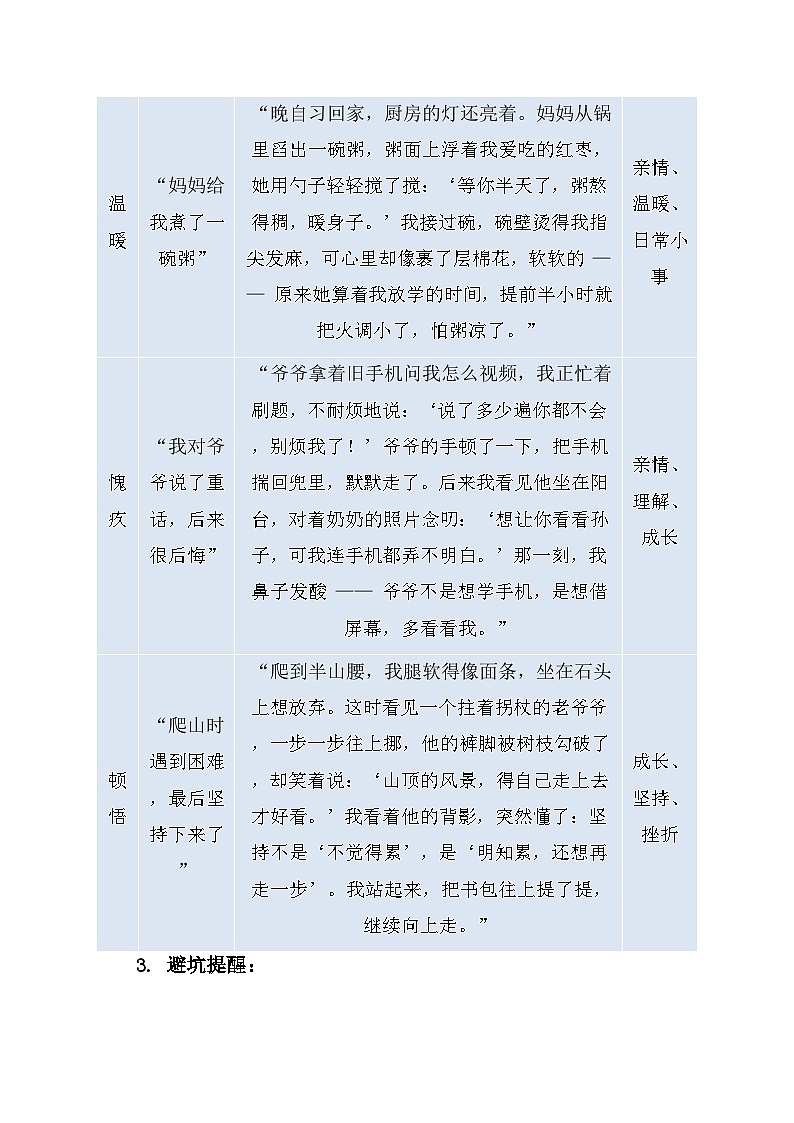 中考语文作文高阶写作技巧：如何挖掘生活中的写作素材学案第3页