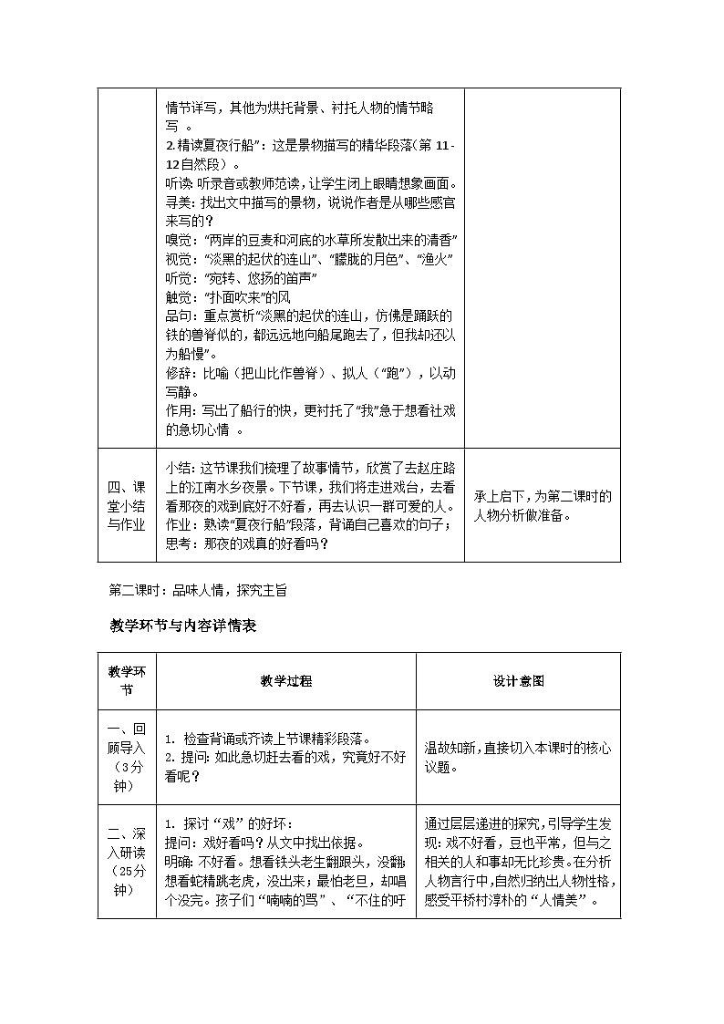 第1课《社戏》教学设计 2025-2026学年统编版语文八年级下册第2页