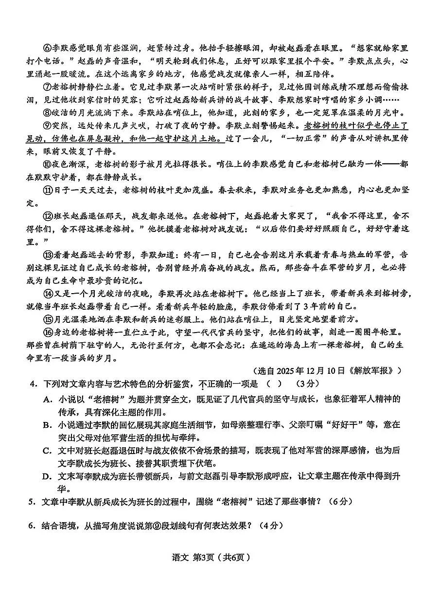 安徽省C20联盟2026届九年级第二次学业水平考试（二模）语文试卷（图片版，含解析）第3页