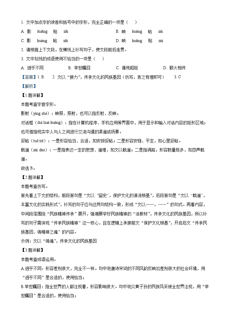精品解析：2025年山东省滨州市滨城区中考一模语文试题（解析版）第2页