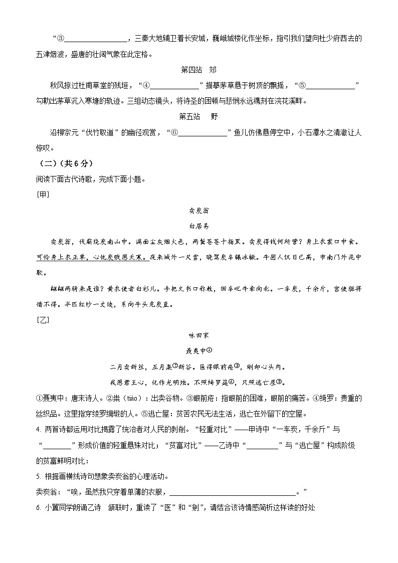 精品解析：河北省邢台市2024-2025学年八年级下学期期末语文试题（原卷版）第3页