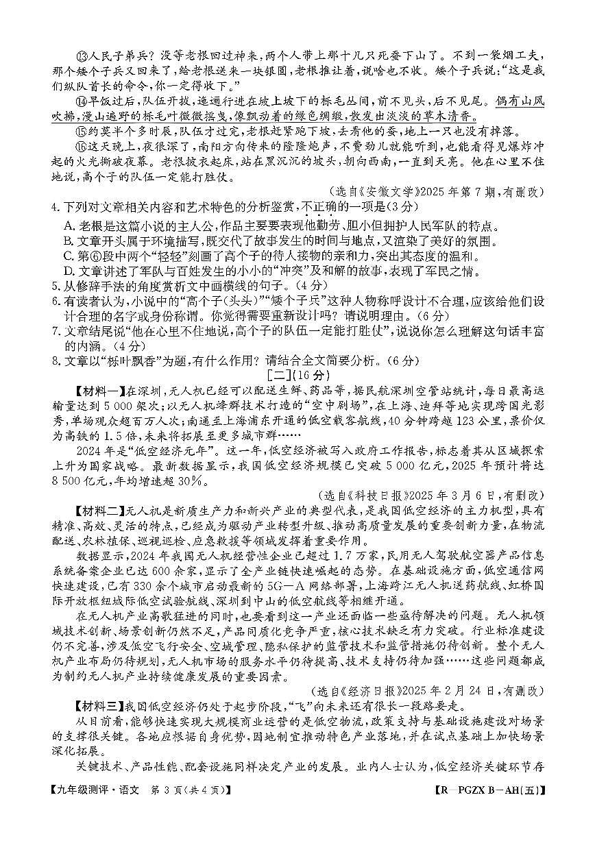 安徽省宿州市部分学校2026年中考一模九年级语文试卷（PDF版，含答案）第3页