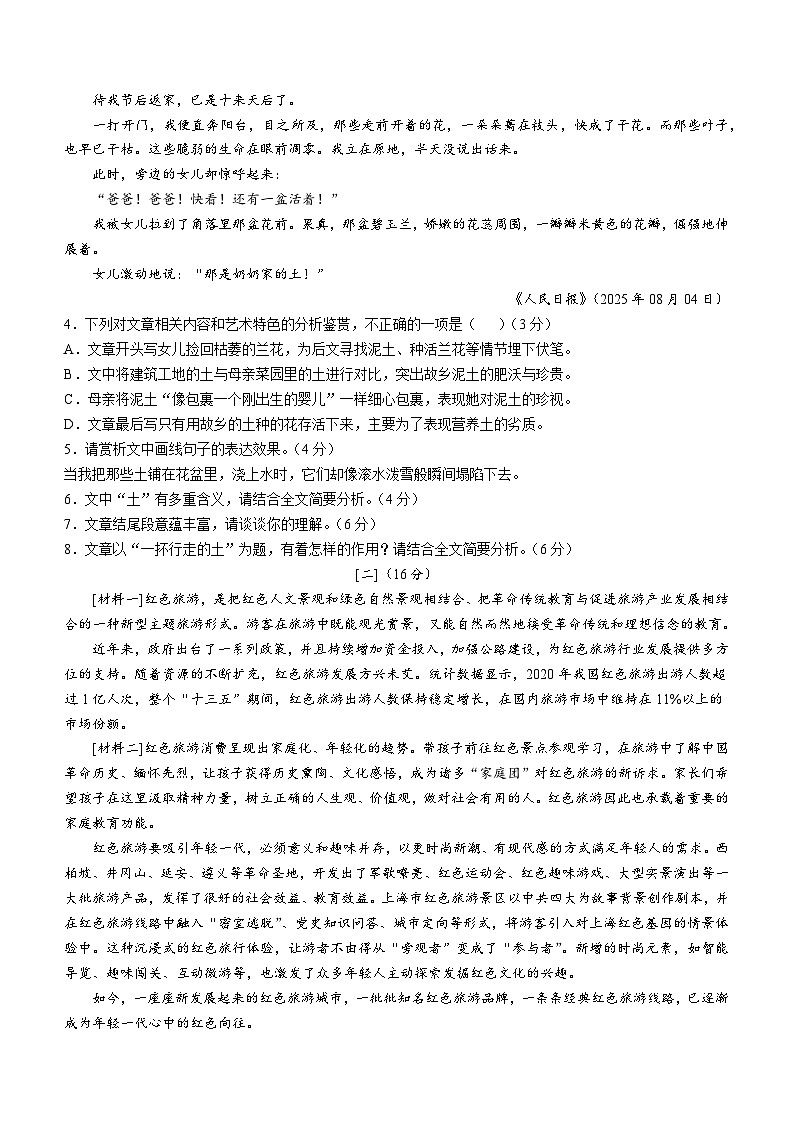 安徽省阜阳市临泉县邢塘街道智慧九年制学校2025-2026学年九年级上学期期末语文试题第3页