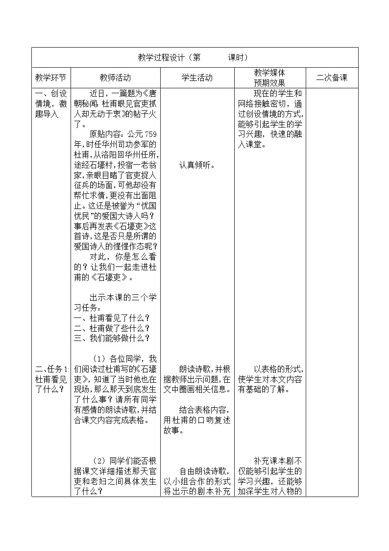 第六单元24《石壕吏》教学设计 初中语文人教部编版（2024）八年级下册第2页