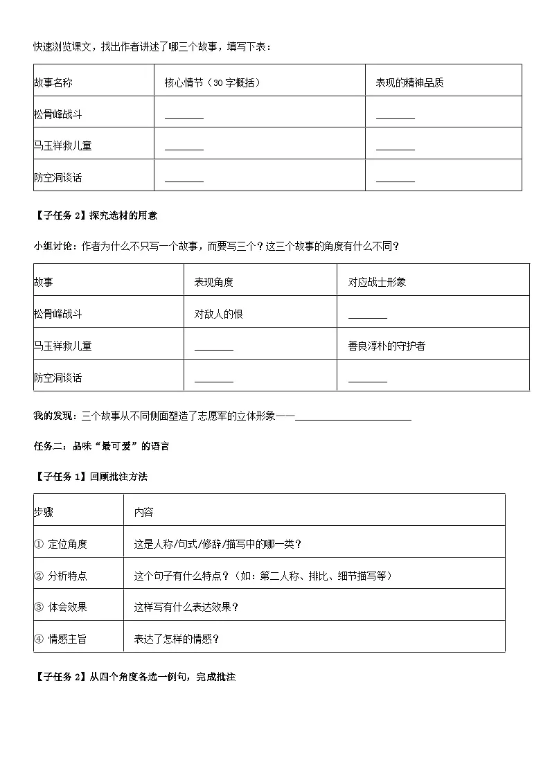 《谁是最可爱的人》导学案第2页