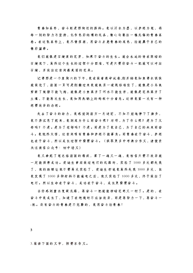 初中中考语文第一轮复习优秀作文10篇知识点第3页