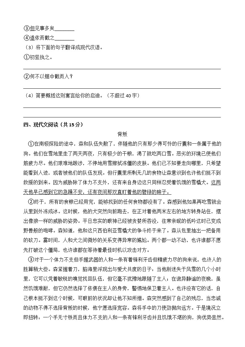 部编版语文七年级下学期-第六单元 单元测试卷（含答案）03