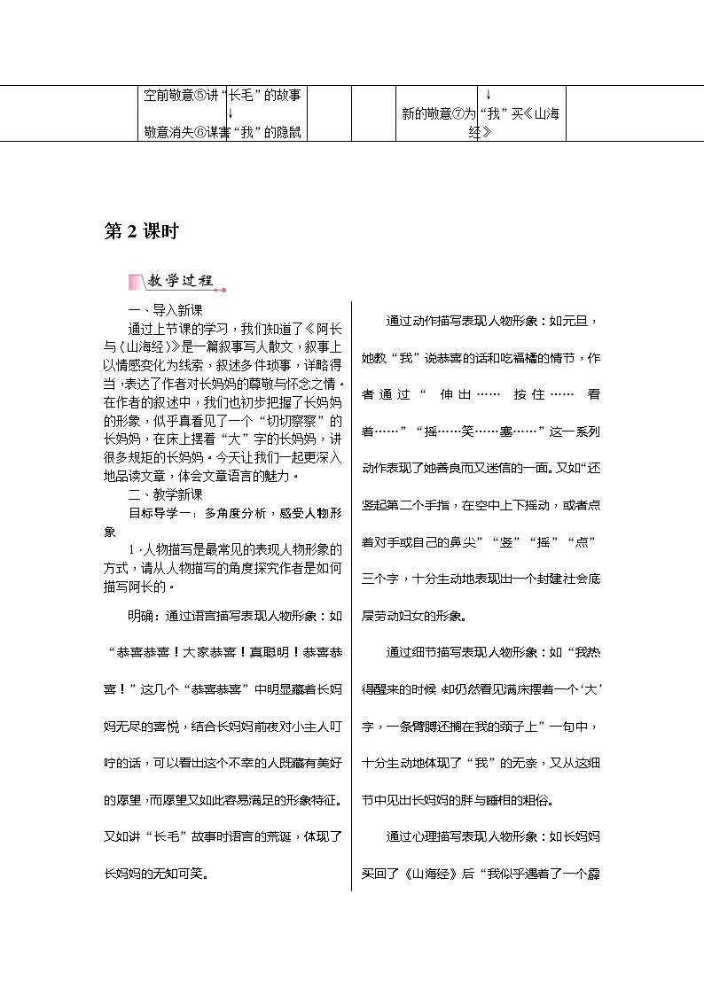 七下语文《阿长与山海经》教案第3页