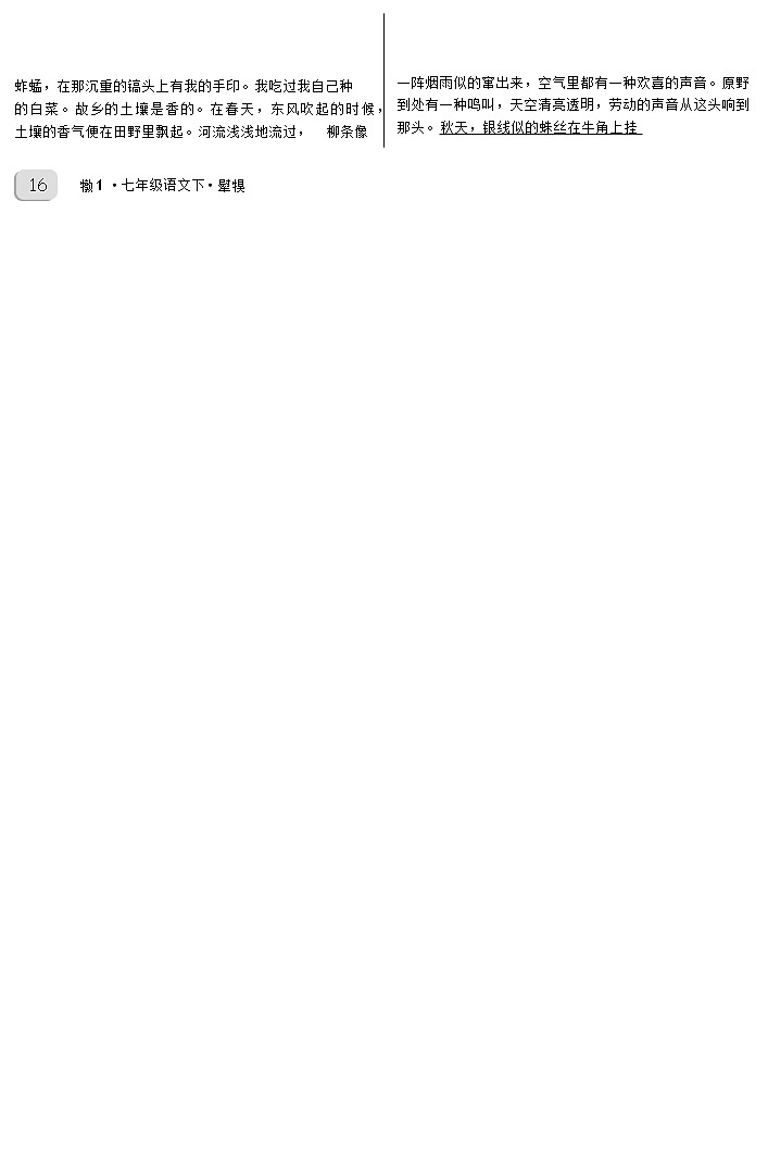 统编版语文七年级下册第二单元课时作业 ７ 土地的誓言第2页