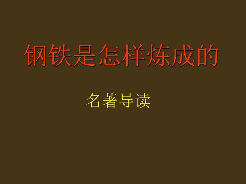 名著导读《钢铁是怎样炼成的》 课件01