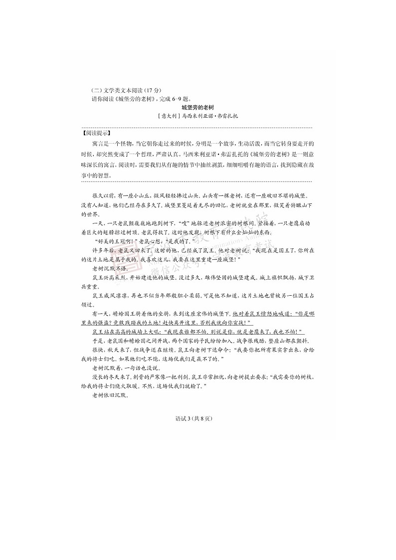 2020年浙江省宁波市中考语文试卷（含答案）03