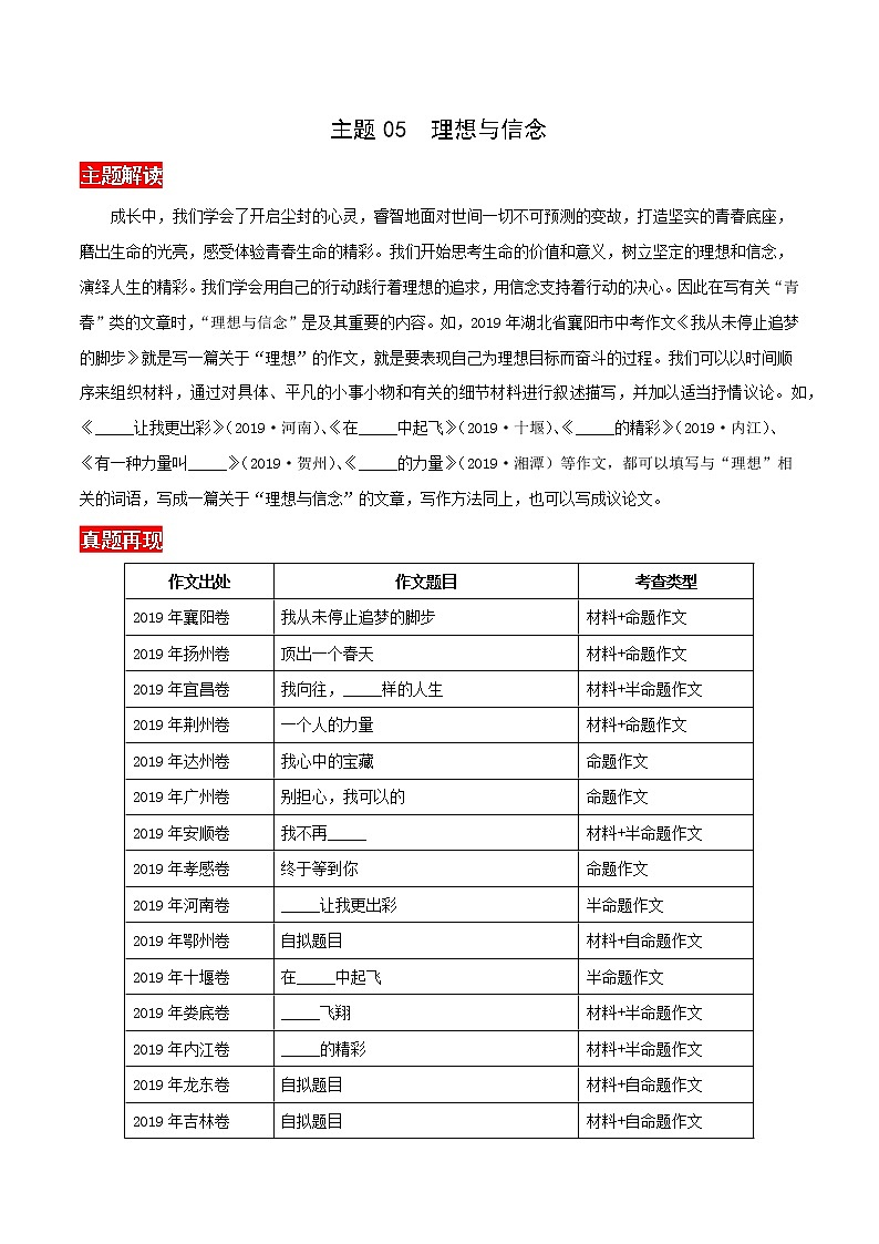 2020年中考语文考前必背满分作文五第1页