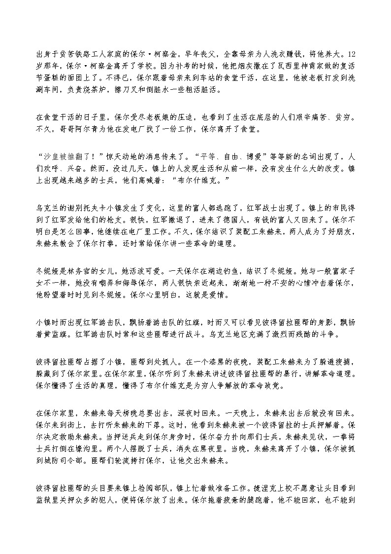 名著阅读《钢铁是怎样炼成的》知识梳理及习题训练（含答案）02