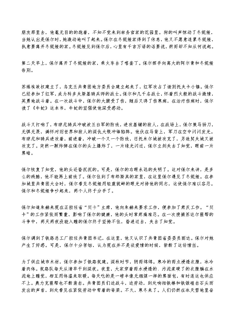 名著阅读《钢铁是怎样炼成的》知识梳理及习题训练（含答案）03