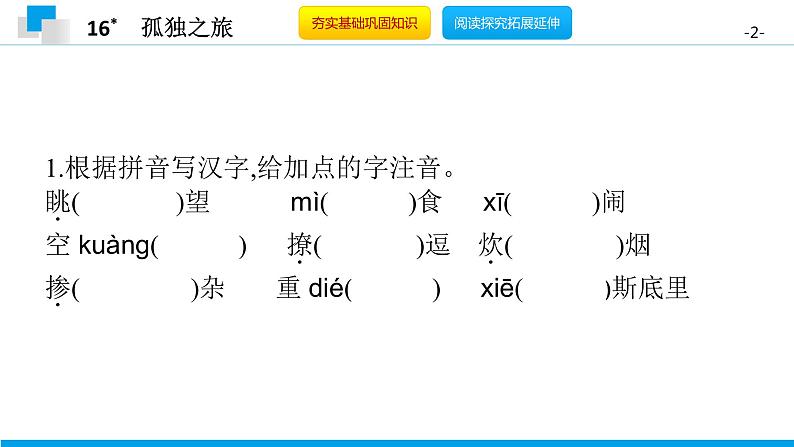（2020年秋）人教版九年级上语文第17课  孤独之旅 课件教案练习02