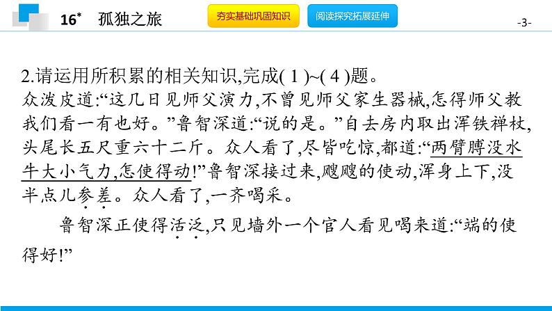 （2020年秋）人教版九年级上语文第17课  孤独之旅 课件教案练习03