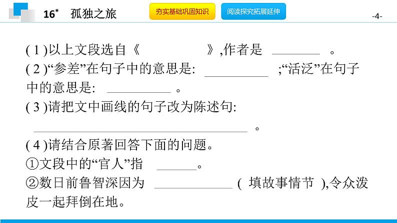 （2020年秋）人教版九年级上语文第17课  孤独之旅 课件教案练习04
