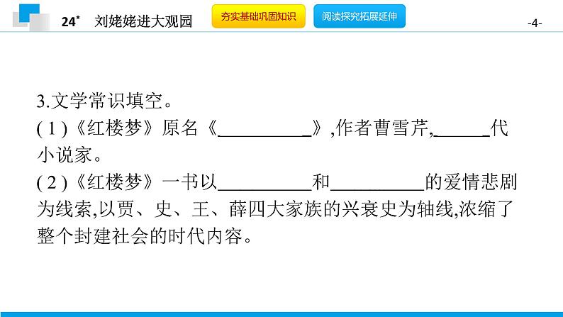 （2020年秋）人教版九年级上语文第25课  刘姥姥进大观园 课件教案练习04