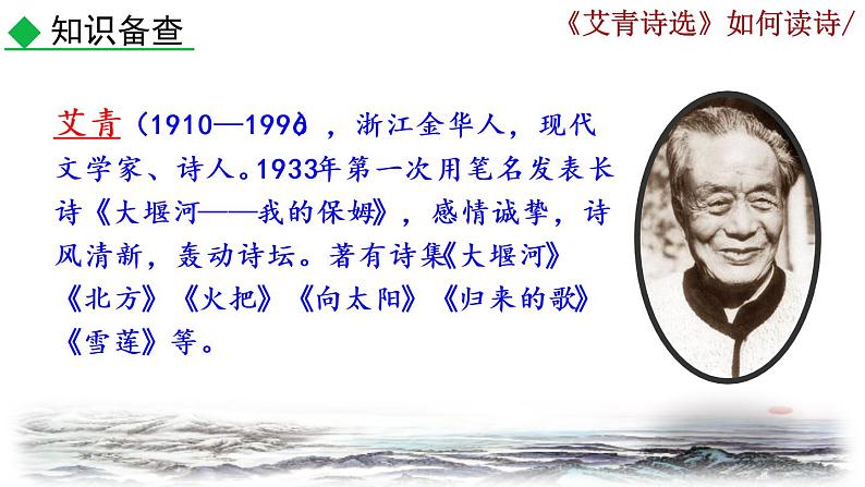 部编版语文九年级上册：第一单元《名著导读 <艾青诗选>如何读诗》课件04