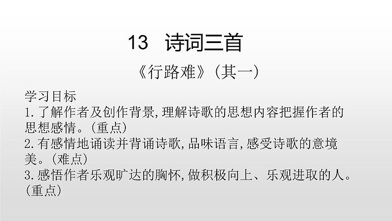 人教部编版九年级语文上册13诗词三首《行路难》 课件01