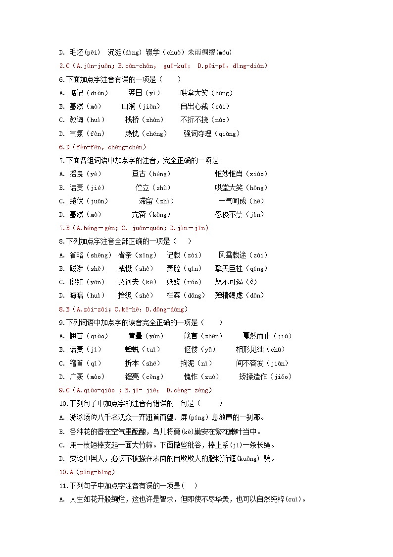 中考语文专题复习·字音字形 练习第2页