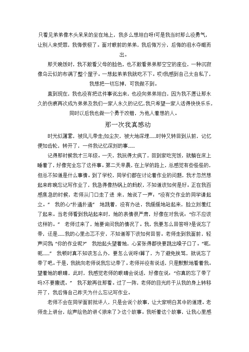 初中语文作文辅导，优秀范文《那一次-----》第2页