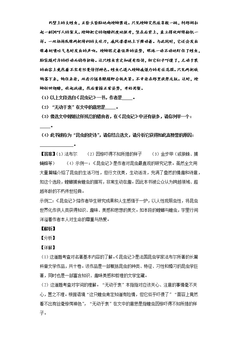 安徽省蚌埠市2019-2020学年八年级上学期语文期末试卷（解析版）02
