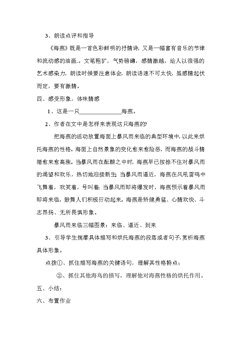 人教部编版九年级下册语文教案：4 海燕02