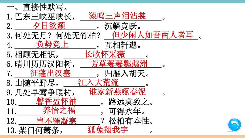 部编版八年级上册期末复习课件 专题7 古诗文名句默写（含答案）02