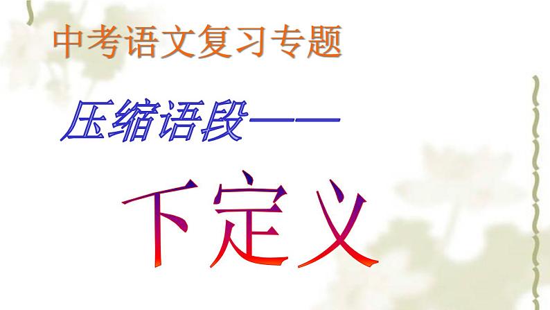 广东中考《压缩语段之下定义》技巧分析课件PPT01