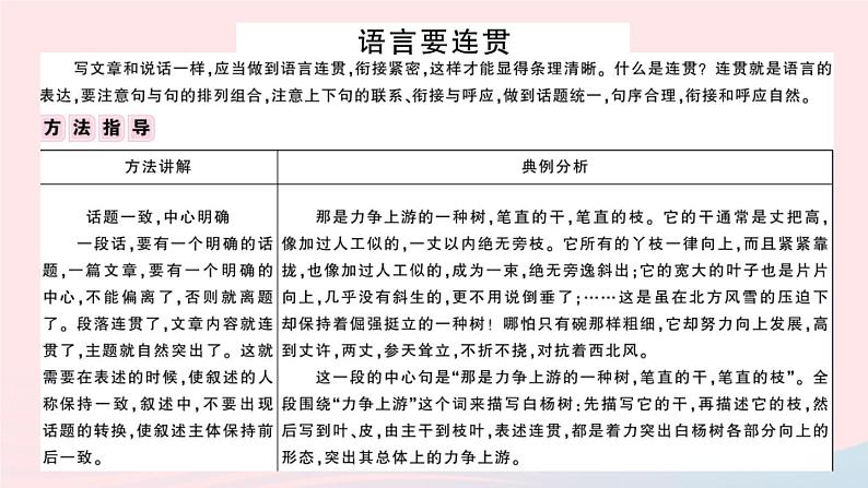 （安徽专版）八年级语文上册第四单元写作指导语言要连贯课件新人教版02