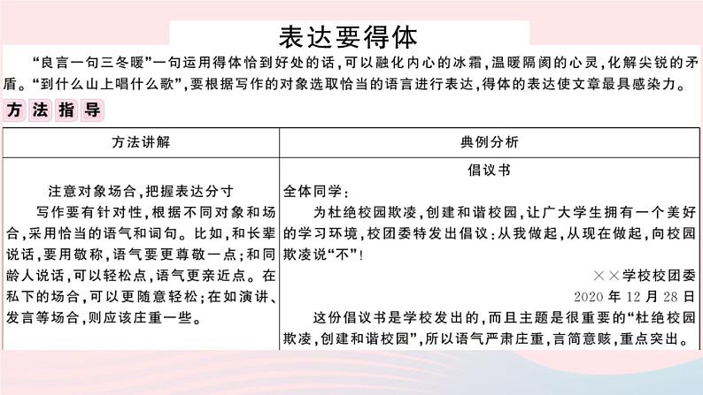 （安徽专版）八年级语文上册第六单元写作指导表达要得体课件新人教版02