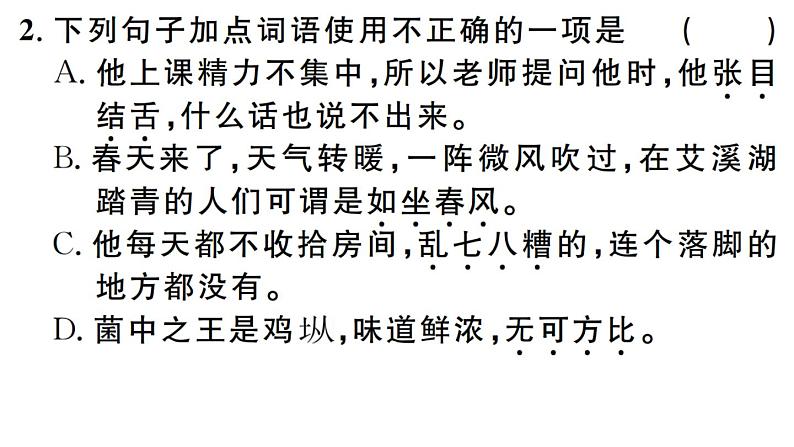 2019-2020学年（新人教版）八年级语文上册第四单元17昆明的雨习题课件第3页