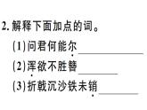 2019-2020学年八年级语文上册第六单元25诗词五首习题课件