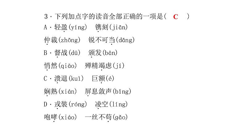 （新人教版）八年级语文上册期末专题复习一语音与汉字习题课件05