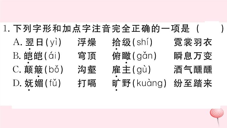 （江西专版）八年级语文下册第五单元19登勃朗峰习题课件新人教版第2页