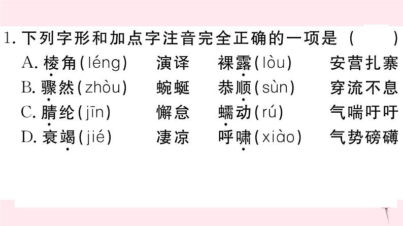 （江西专版）八年级语文下册第五单元18在长江源头各拉丹冬习题课件新人教版第2页