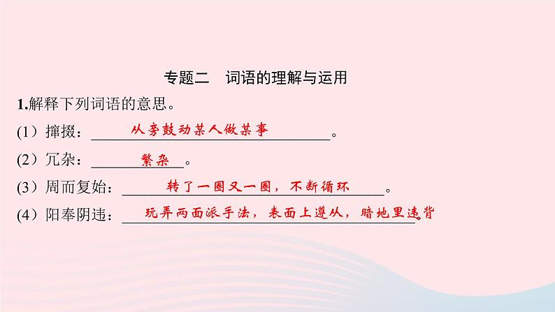 八年级语文下册期末专题复习二词语的理解与运用习题课件新人教版02